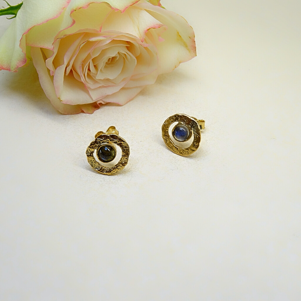 Gold plated earrings - Labradorite stones