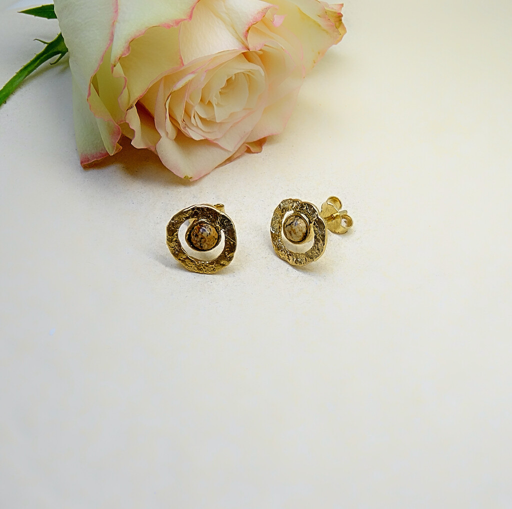Gold plated earrings - Jasper stones