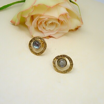 Gold plated earrings - Labradorite stones
