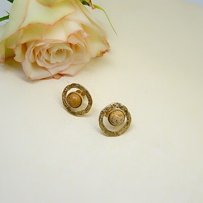 Gold plated earrings - Jasper stones