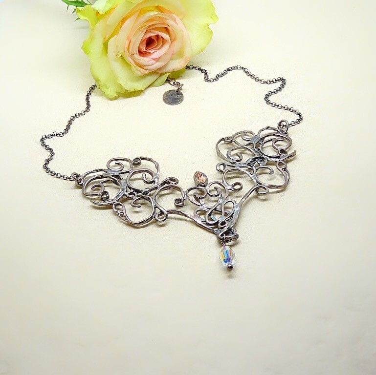 Silver necklace - Swarovski stones