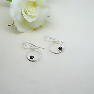 Silver earrings - Black onyx