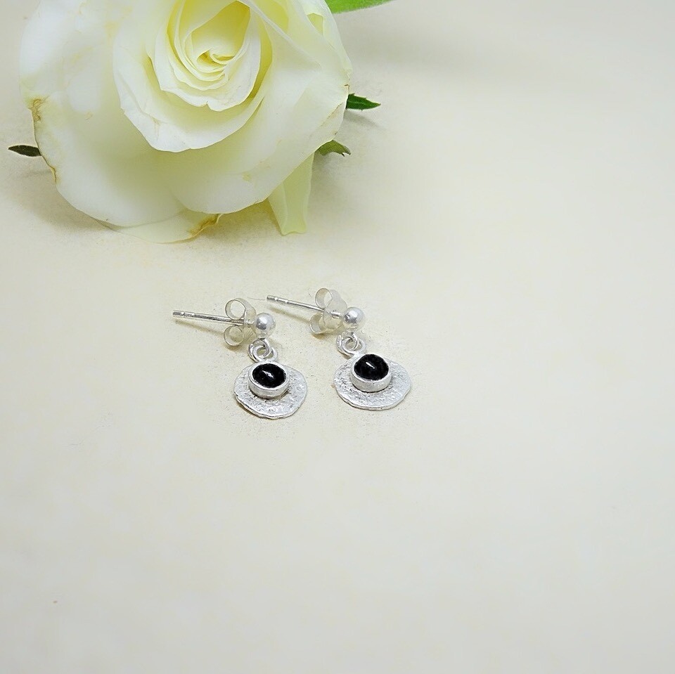 Silver earrings - Black onyx