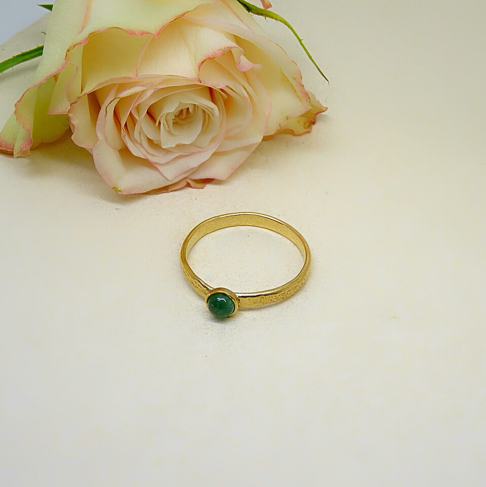 Silver gold plated ring - Aventurine
