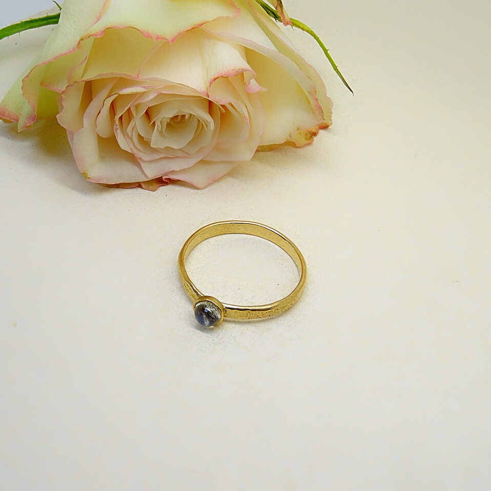 Silver gold plated ring - Labradorite