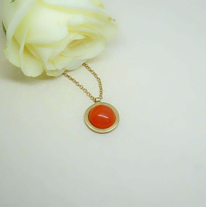 Gold plated silver pendant - Carnelian