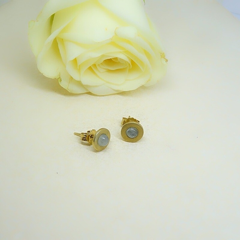 Silver plated ear studs - Aquamarine