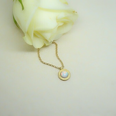 Gold plated silver pendant - White opal stone
