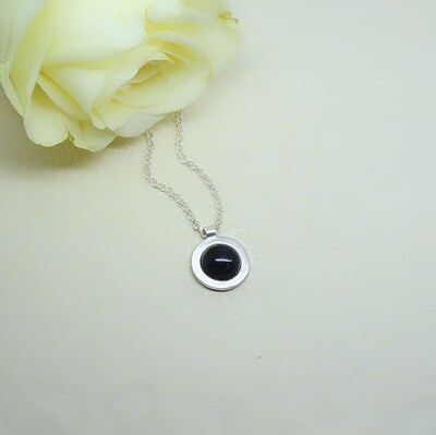 Silver pendant - Black Onyx stone