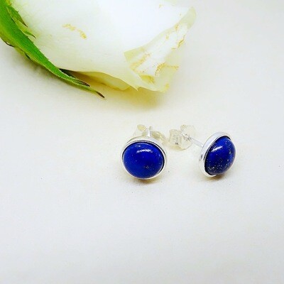 Silver ear studs - Lapis lazuli