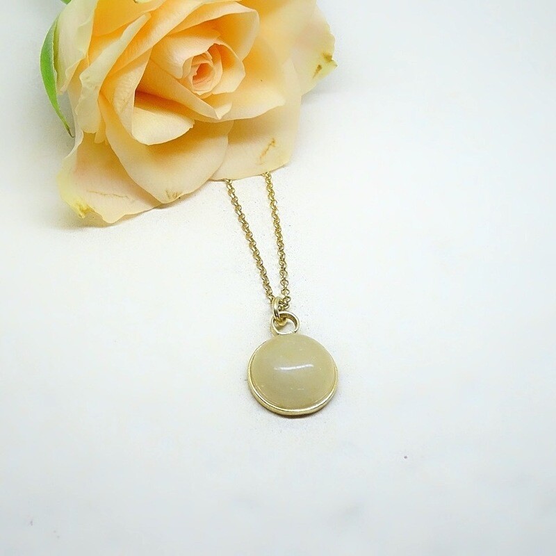 Verguld zilveren hanger - 
12mm gele opaal - Handgemaakt door juweel ontwerper Harry TiLLEY.