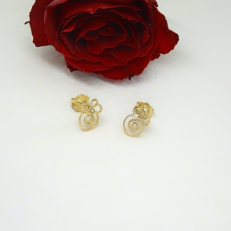 Verguld zilveren oorstekers - Roosjes - La Vie En Rose - Handgemaakt - Harry TiLLEY