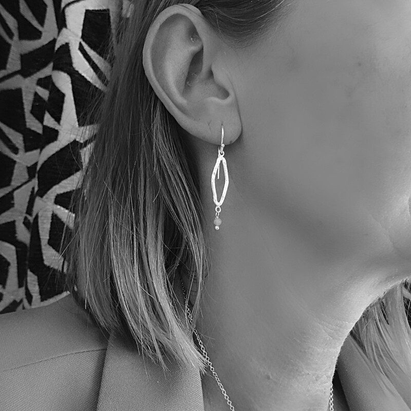 Verguld zilveren oorhangers -  Aquamarine - Handgemaakt - Harry TiLLEY