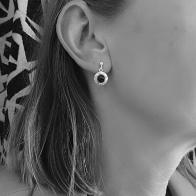 Silver earrings - Black Onyx