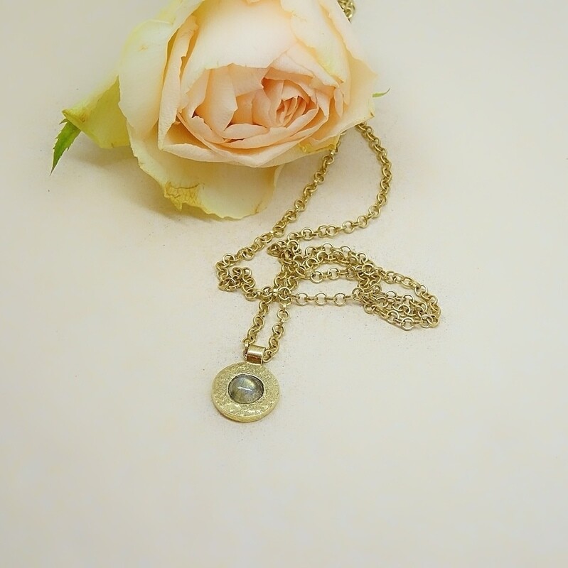 Gold plated silver pendant with labradorite stone. Harry TiLLEY Jewelry.