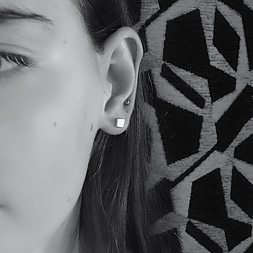Silver ear studs