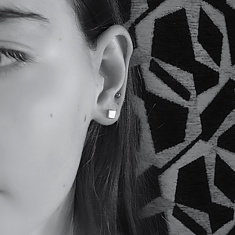 Silver ear studs