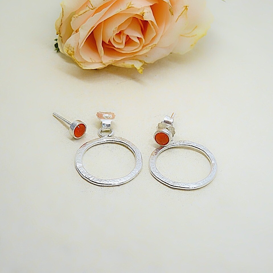 Silver earrings - Carnelian