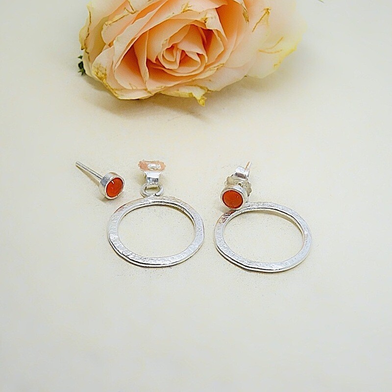 Silver earrings - Carnelian