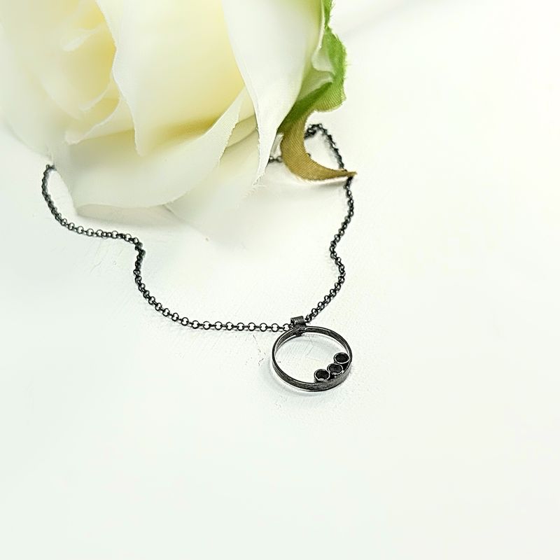 Silver pendant - Black line