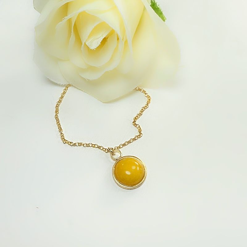 Gold plated pendant - Yellow opal