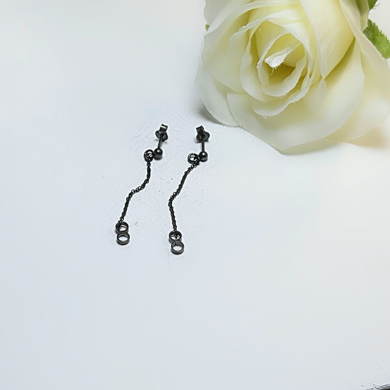 Silver earrings - Black-line