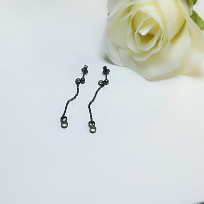 Silver earrings - Black-line