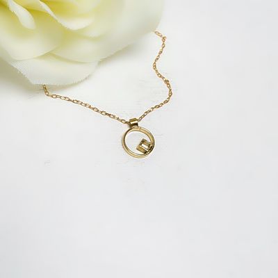Gold-plated silver circle pendant with square