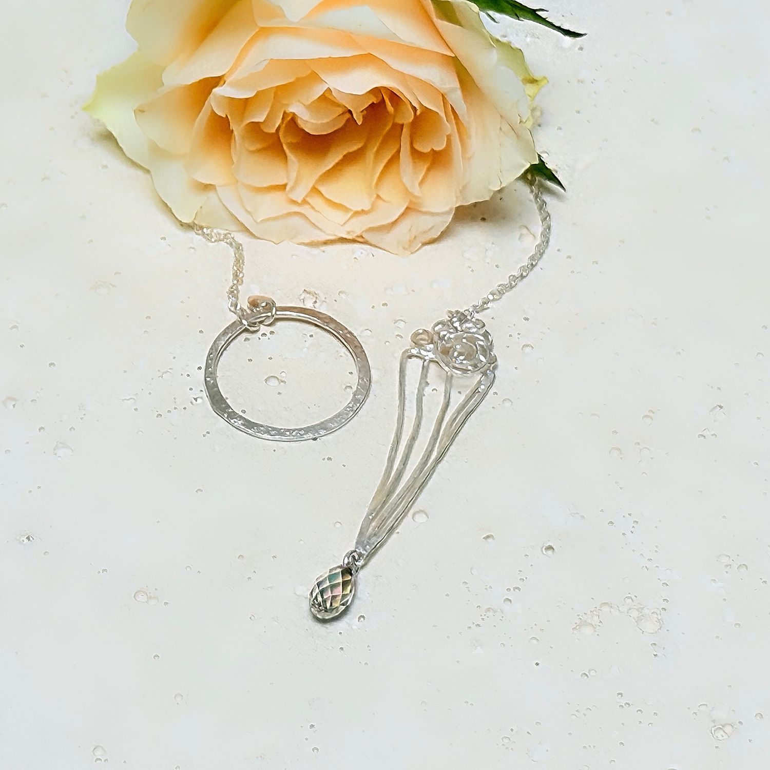 Silver pendant with Swarovski stone - La vie en rose - Harry TiLLEY jewelry