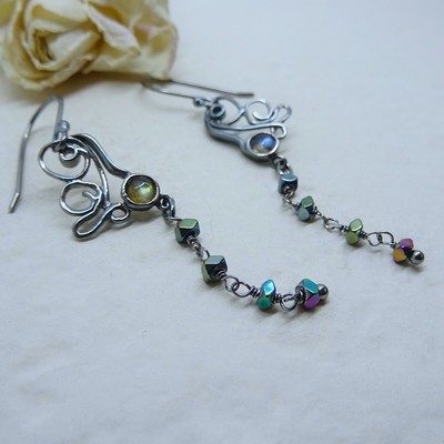 Silver earrings - Labradorite stones Silver earrings - Labradorite stones