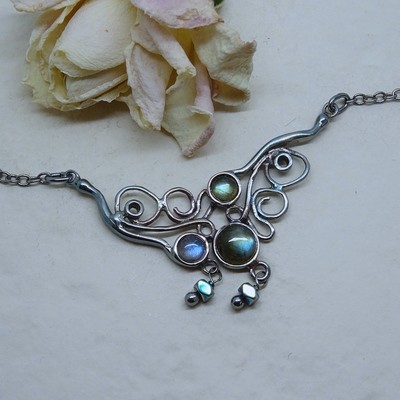 Silver necklace - Labradorite stones Silver necklace - Labradorite stones