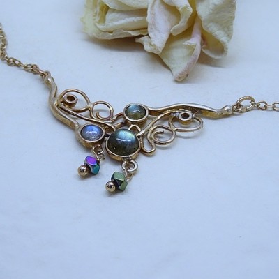 Silver necklace - Labradorite stones Silver necklace - Labradorite stones