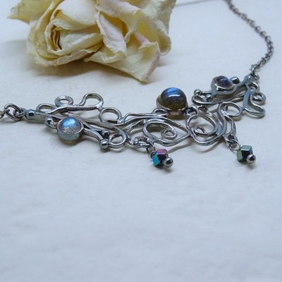 Silver necklace - Labradorite stones Silver necklace - Labradorite stones