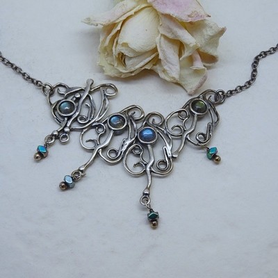 Silver necklace - Labradorite stones Silver necklace - Labradorite stones