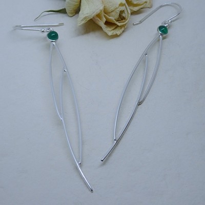 Silver earrings - Green Onyx stones Silver earrings - Green Onyx stones
