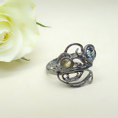 Silver ring - Labradoriet stones