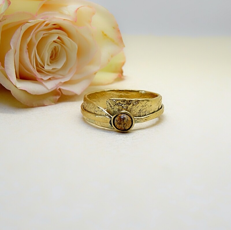 Silver ring gold plated - Jaspis