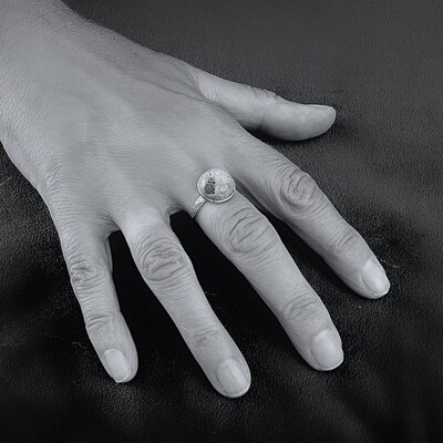 Zilver vergulde ring - Jaspis - Hamer steenslag motief - Handgemaakt door Harry TiLLEY