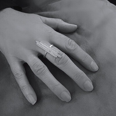 Verguld zilver ring - Hamer steenslag motief - Handgemaakt door Harry TiLLEY