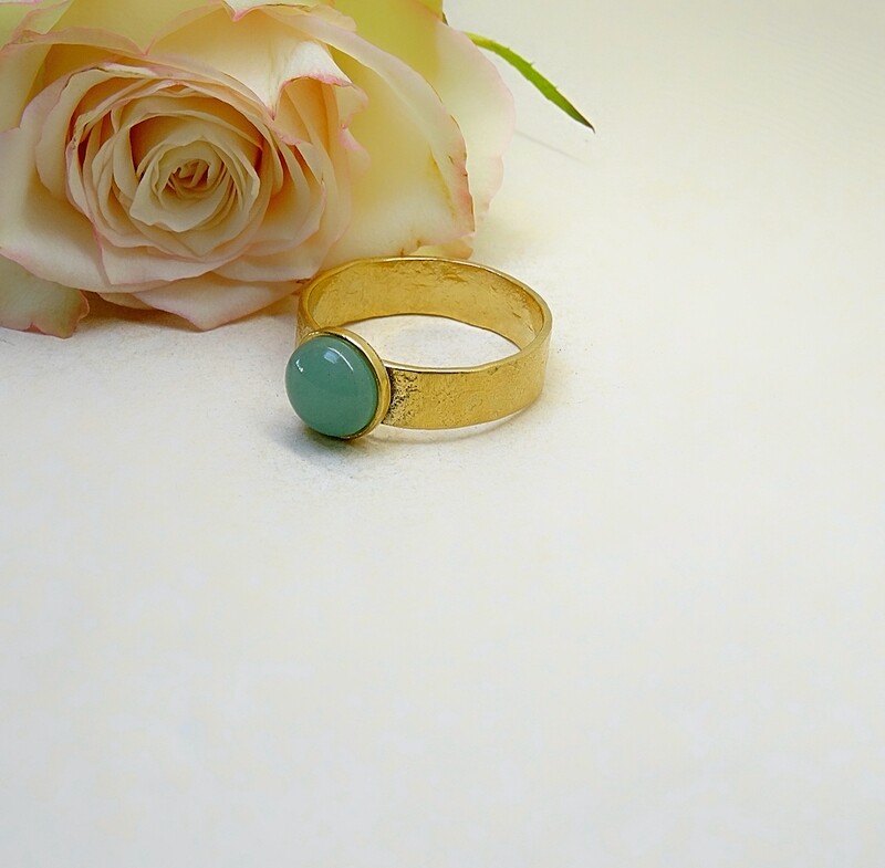 Gold plated ring - Aventurine