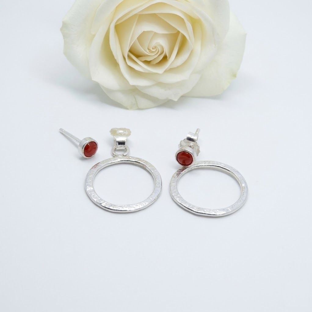 Silver earrings - Carnelian