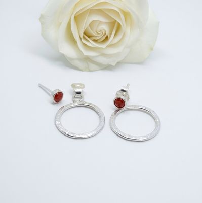 Silver earrings - Carnelian