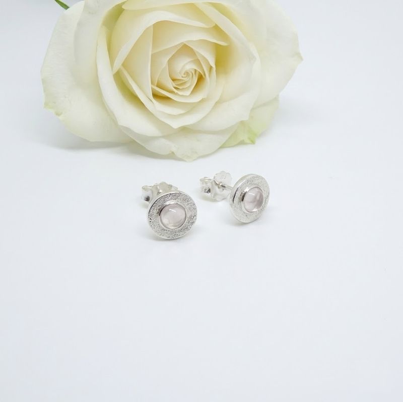 Silver earrings - Quartz rose