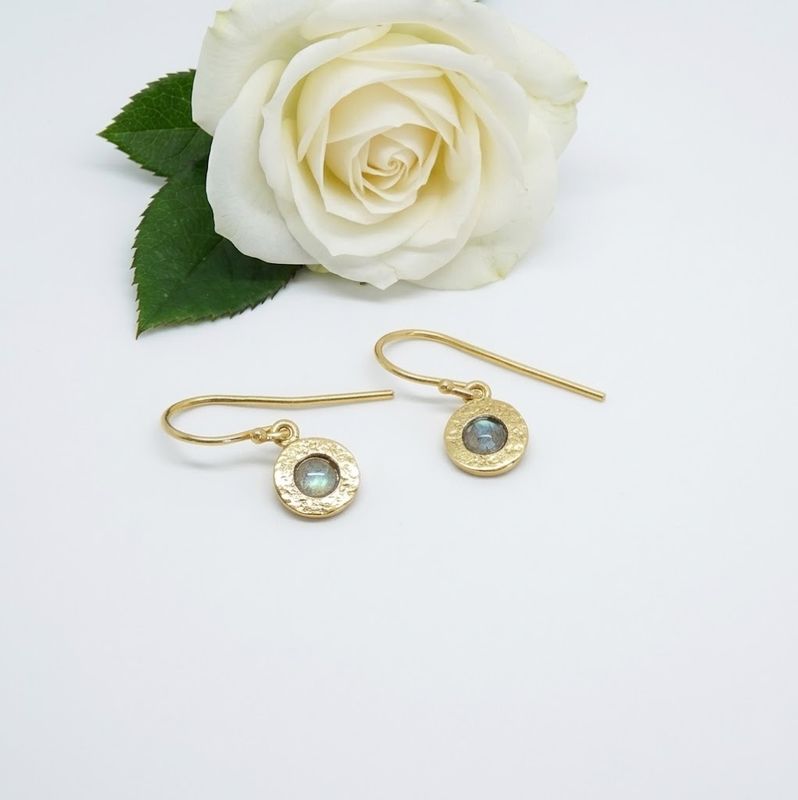 Gold-plated silver earrings - Labradorite stone - Harry TiLLEY Jewels