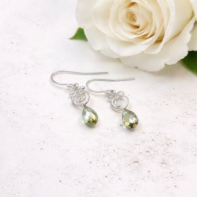 Silver earrings - Little roses - Swarovski pearls