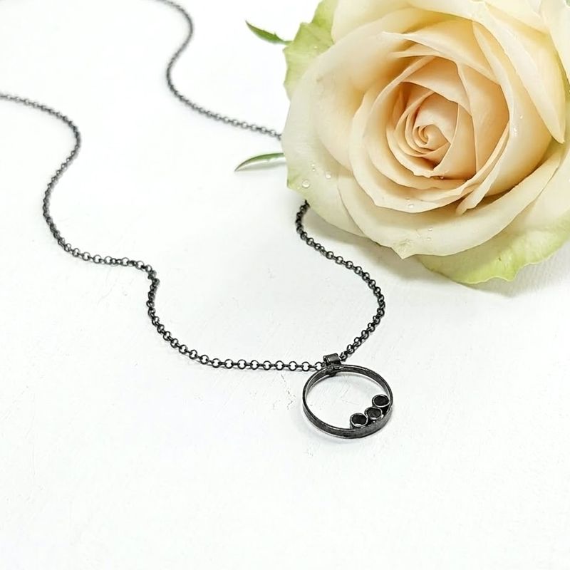 Silver pendant - Black line