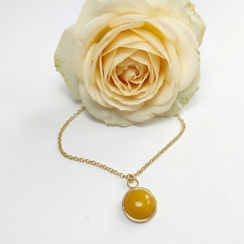 Gold plated pendant - Yellow opal