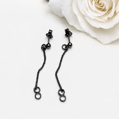 Silver earrings - Black-line
