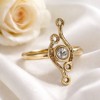 18k Gold-plated silver ring - Swarovski - WAVE collection - Harry TiLLEY Jewels