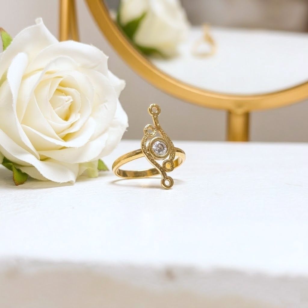 18k Gold-plated silver ring - Swarovski - WAVE collection - Harry TiLLEY Jewels